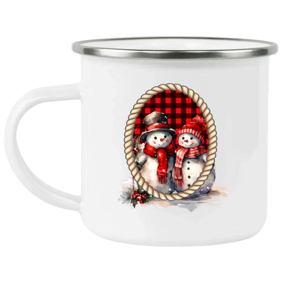 Snowman Couple in Frame Mugs