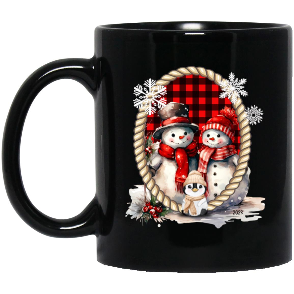 Snowman Family in Frame Mugs
