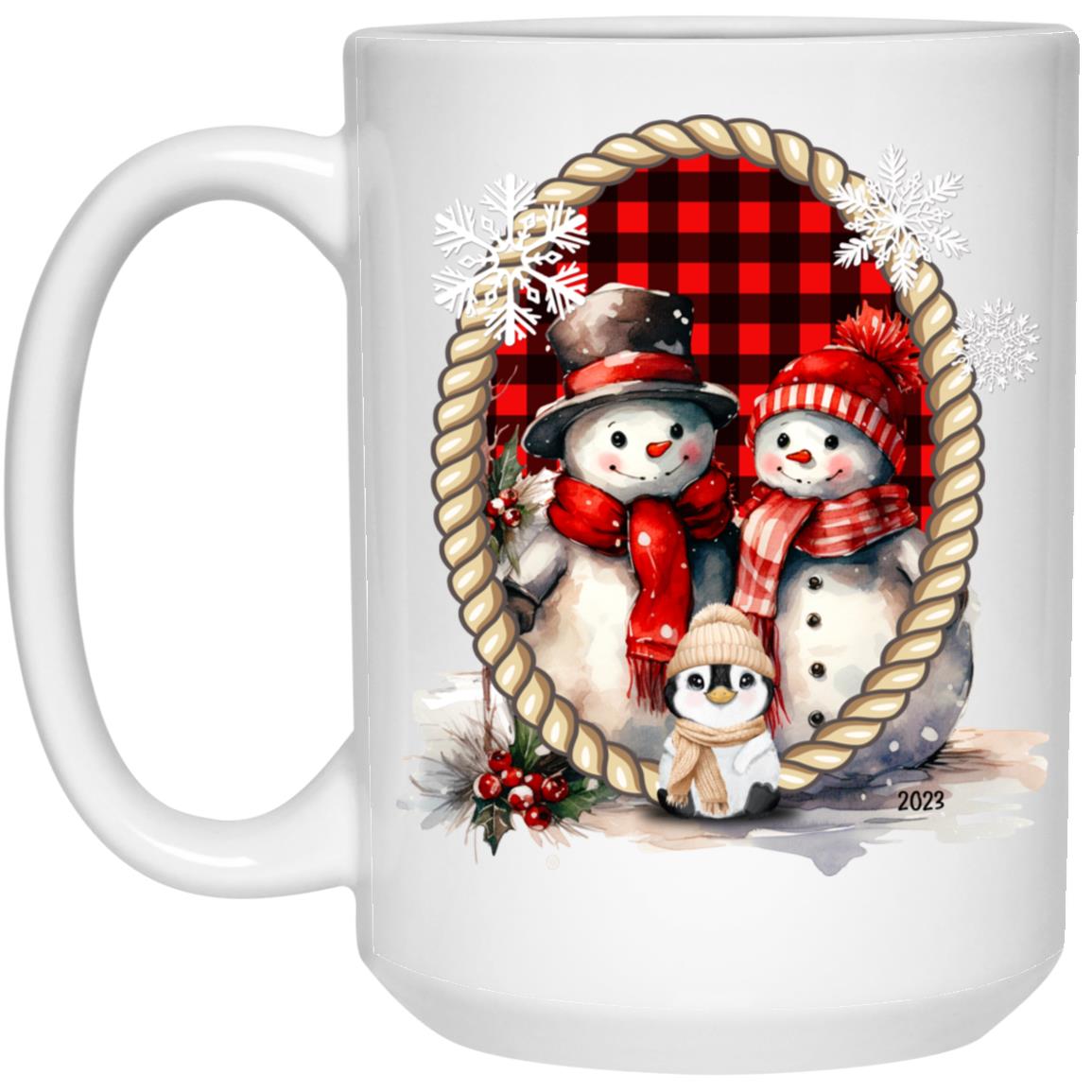 Snowman Family in Frame Mugs