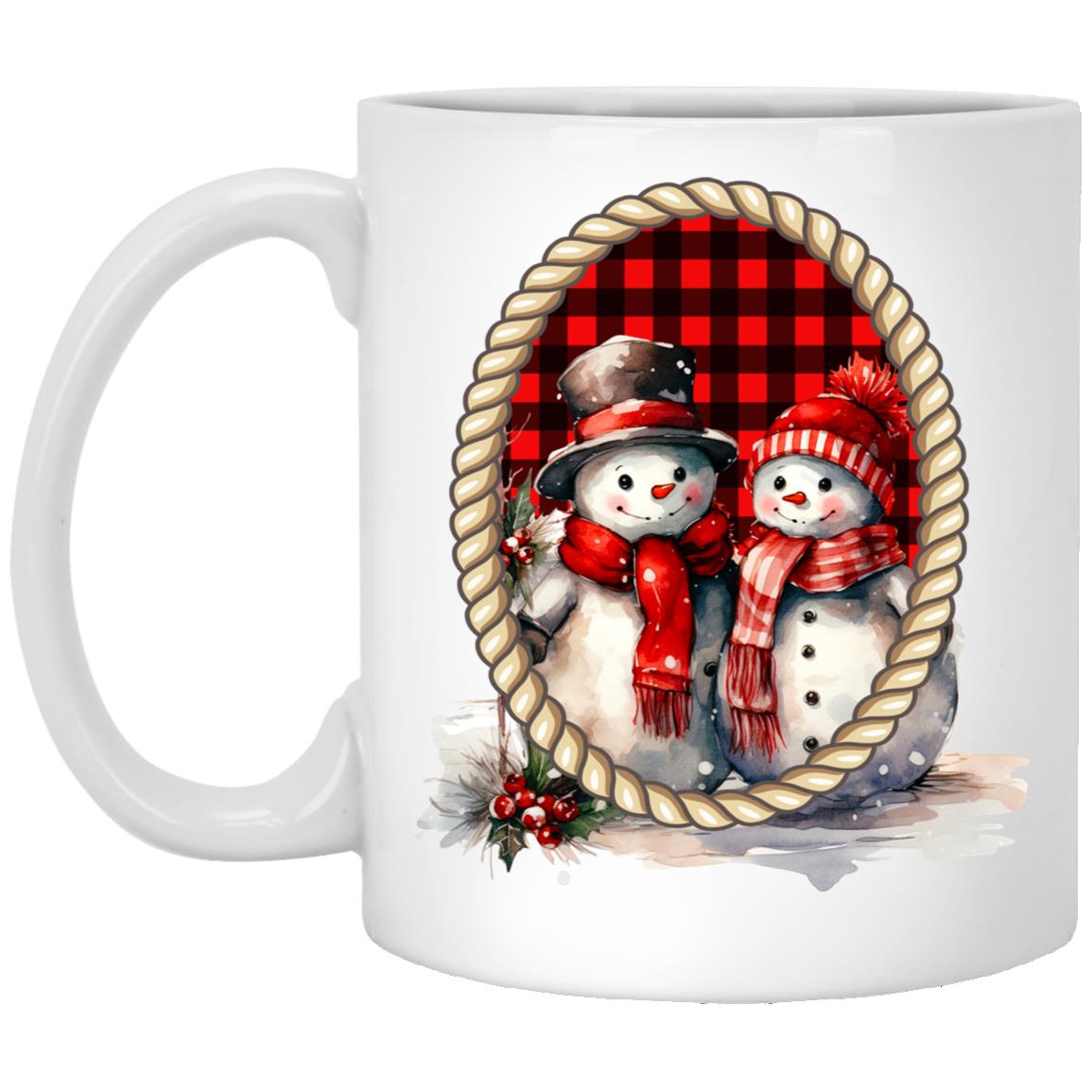 Snowman Couple in Frame Mugs