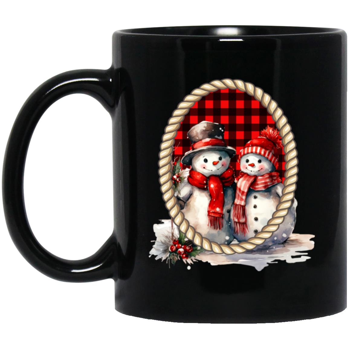 Snowman Couple in Frame Mugs