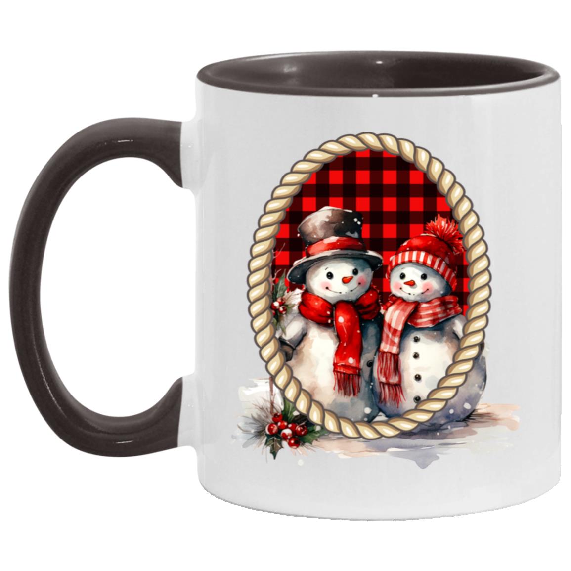 Snowman Couple in Frame Mugs