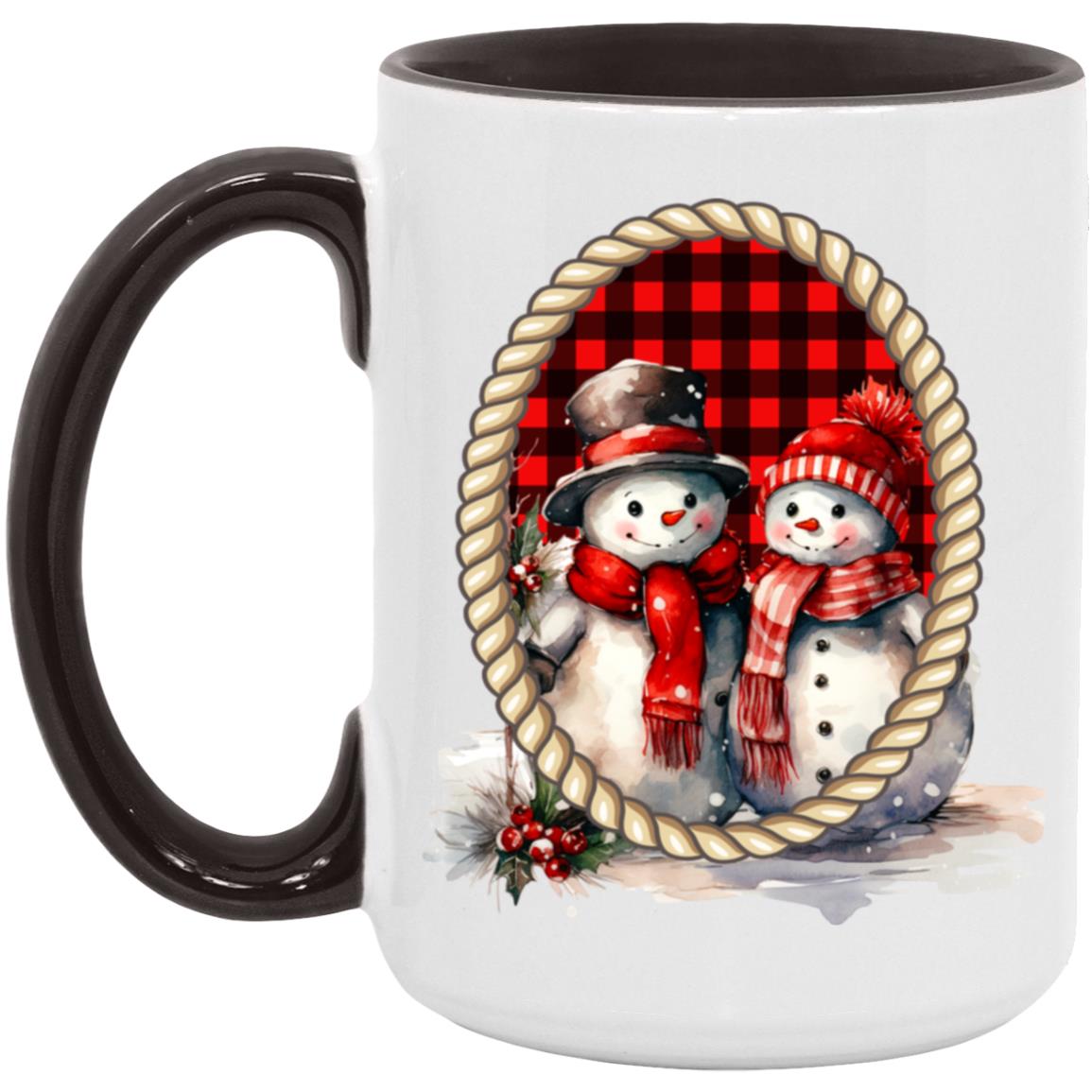 Snowman Couple in Frame Mugs
