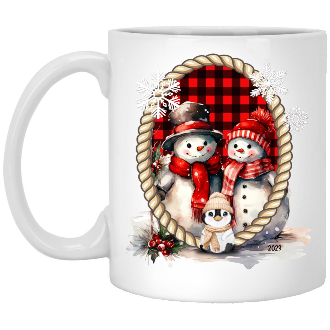 Snowman Family in Frame Mugs