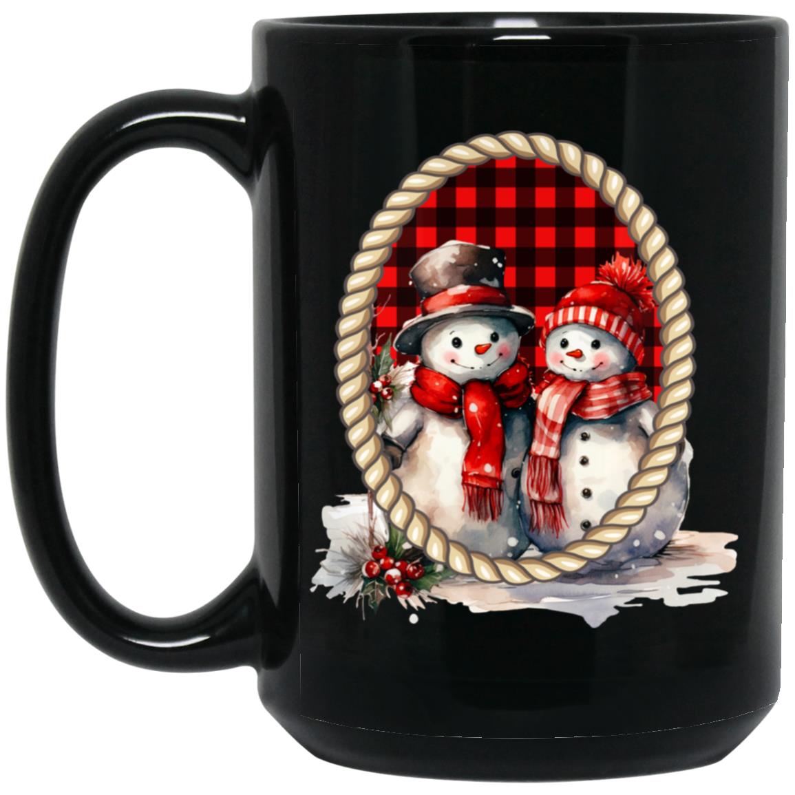 Snowman Couple in Frame Mugs