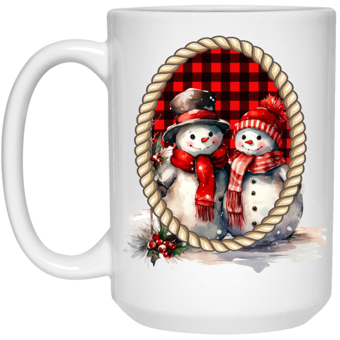 Snowman Couple in Frame Mugs