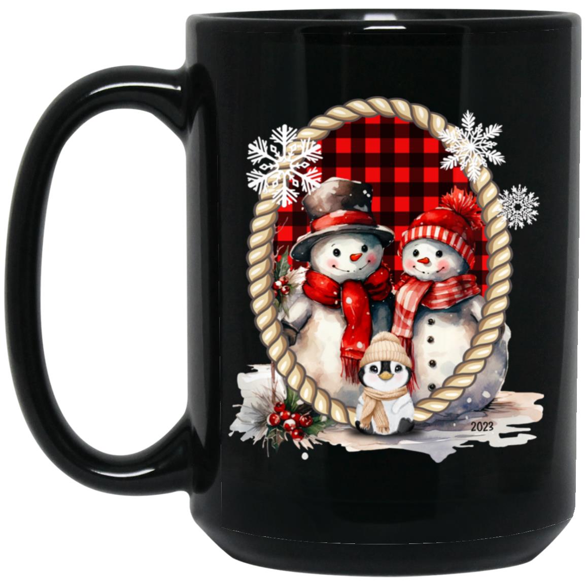 Snowman Family in Frame Mugs
