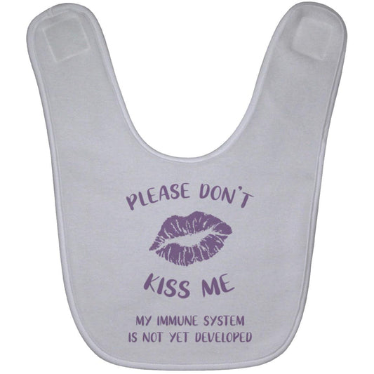 Please Don't Kiss Me - lavender Baby Bib