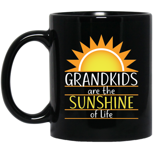 Grandkids are the Sunshine of Life Black Mugs in Two Sizes