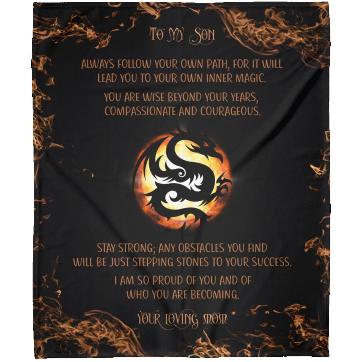 TO MY SON - FIRE DRAGON Arctic Fleece Blanket 50x60