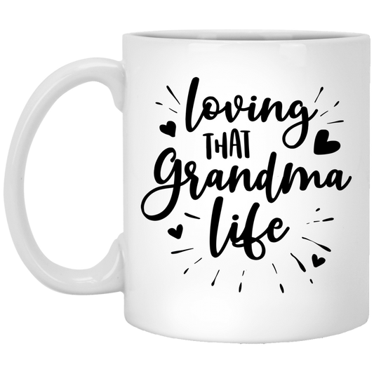Loving That Grandma Life White Mugs