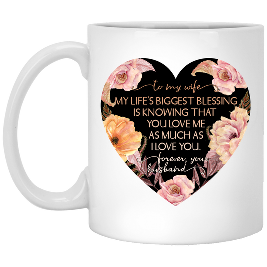 To My Wife, My Life's Biggest Blessing - White Mugs