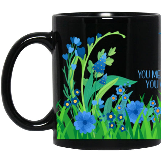 Thank You Mom Blue Flowers Black Mugs