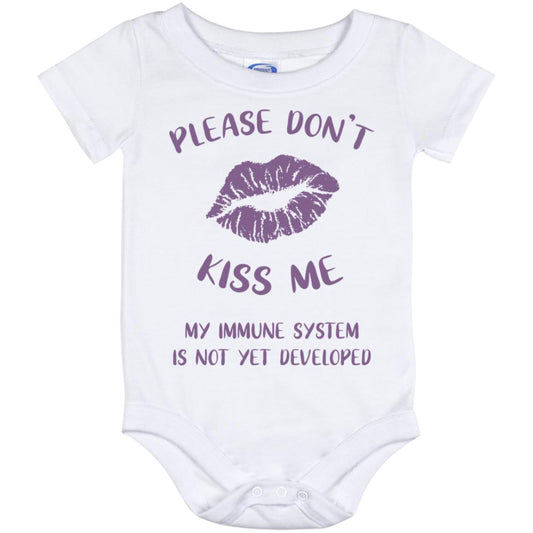 Please Don't Kiss Me - lavender Baby Bodysuit