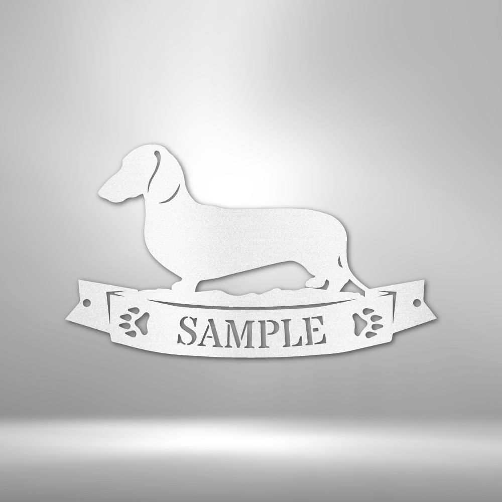 Dachshund Banner Monogram - Steel Sign