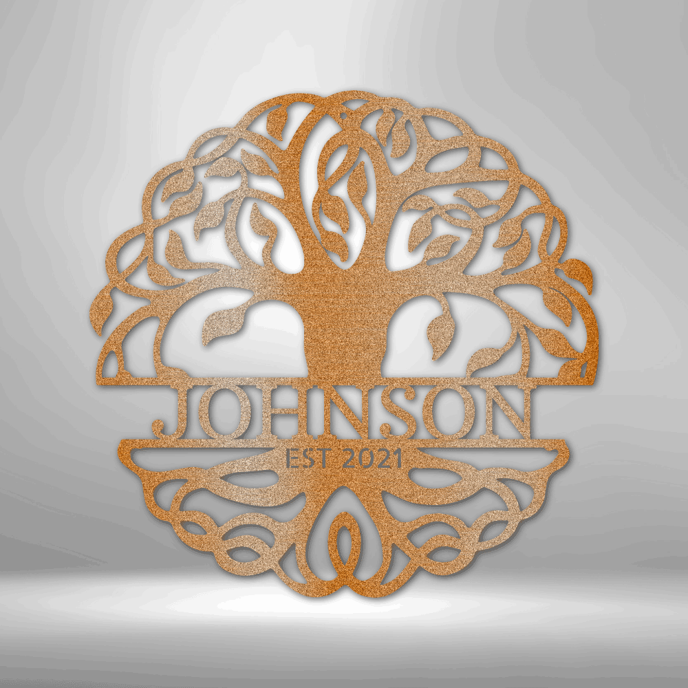 Fancy Tree of Life Monogram - Steel Sign – Family Gift Company