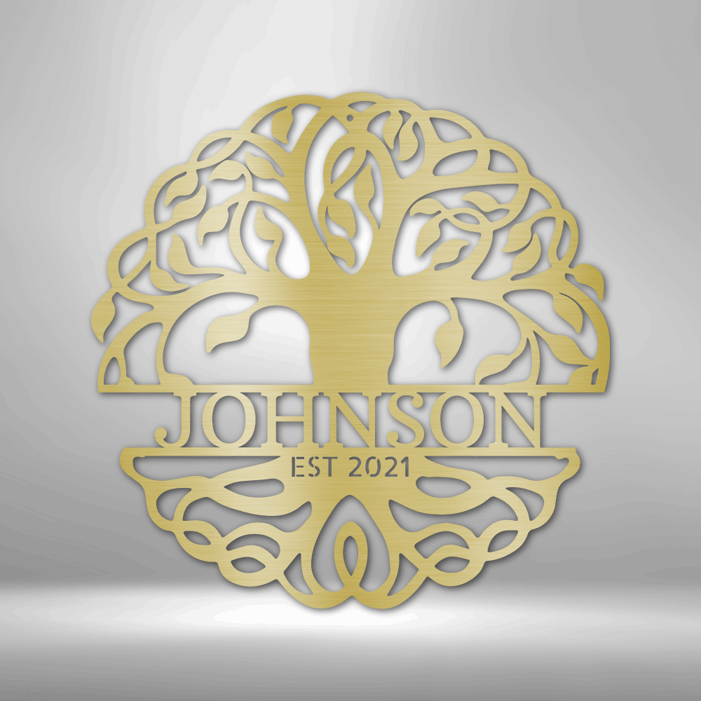 Fancy Tree of Life Monogram - Steel Sign – Family Gift Company