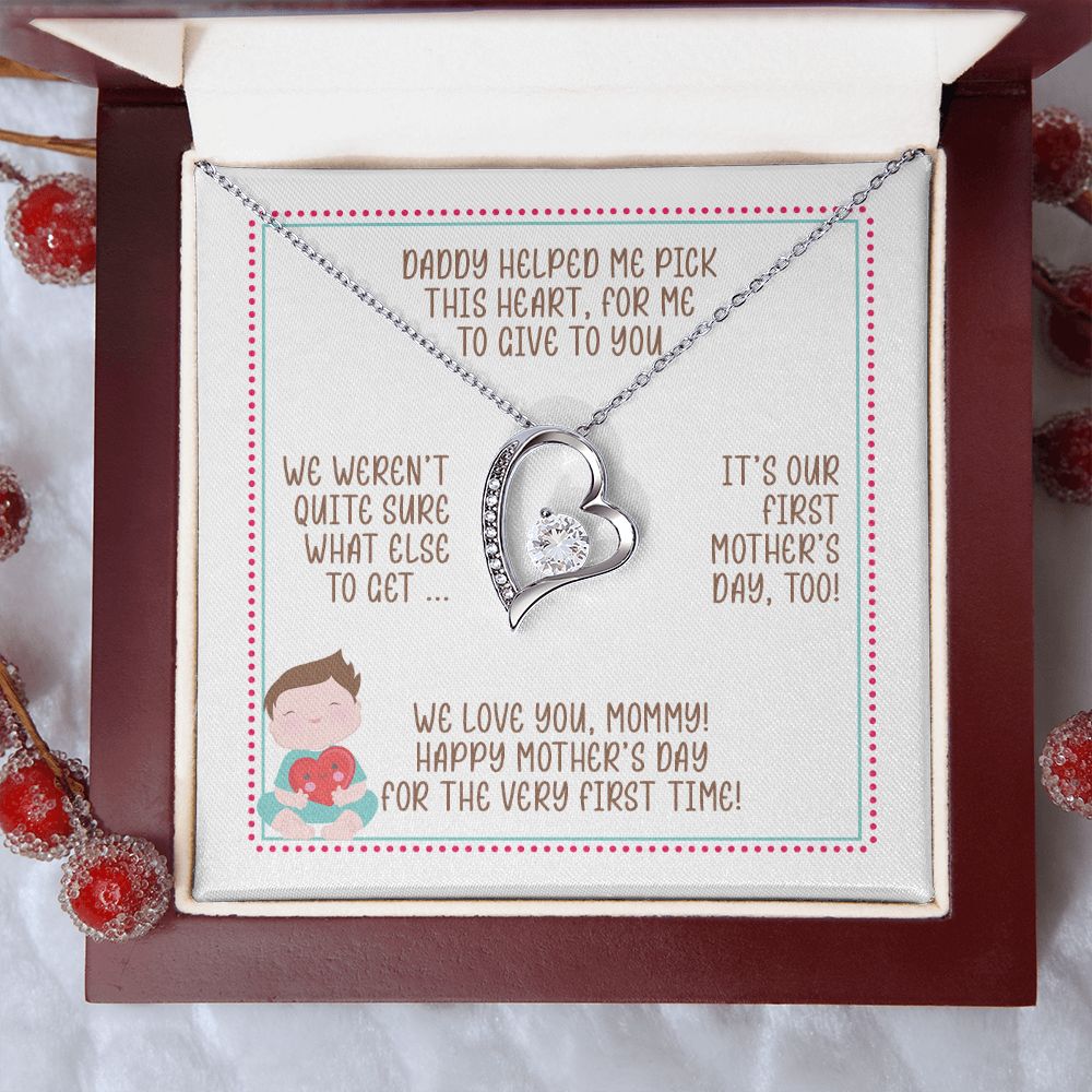 First Mother's Day Gift from Baby, Heart Necklace, Gift for New Mom