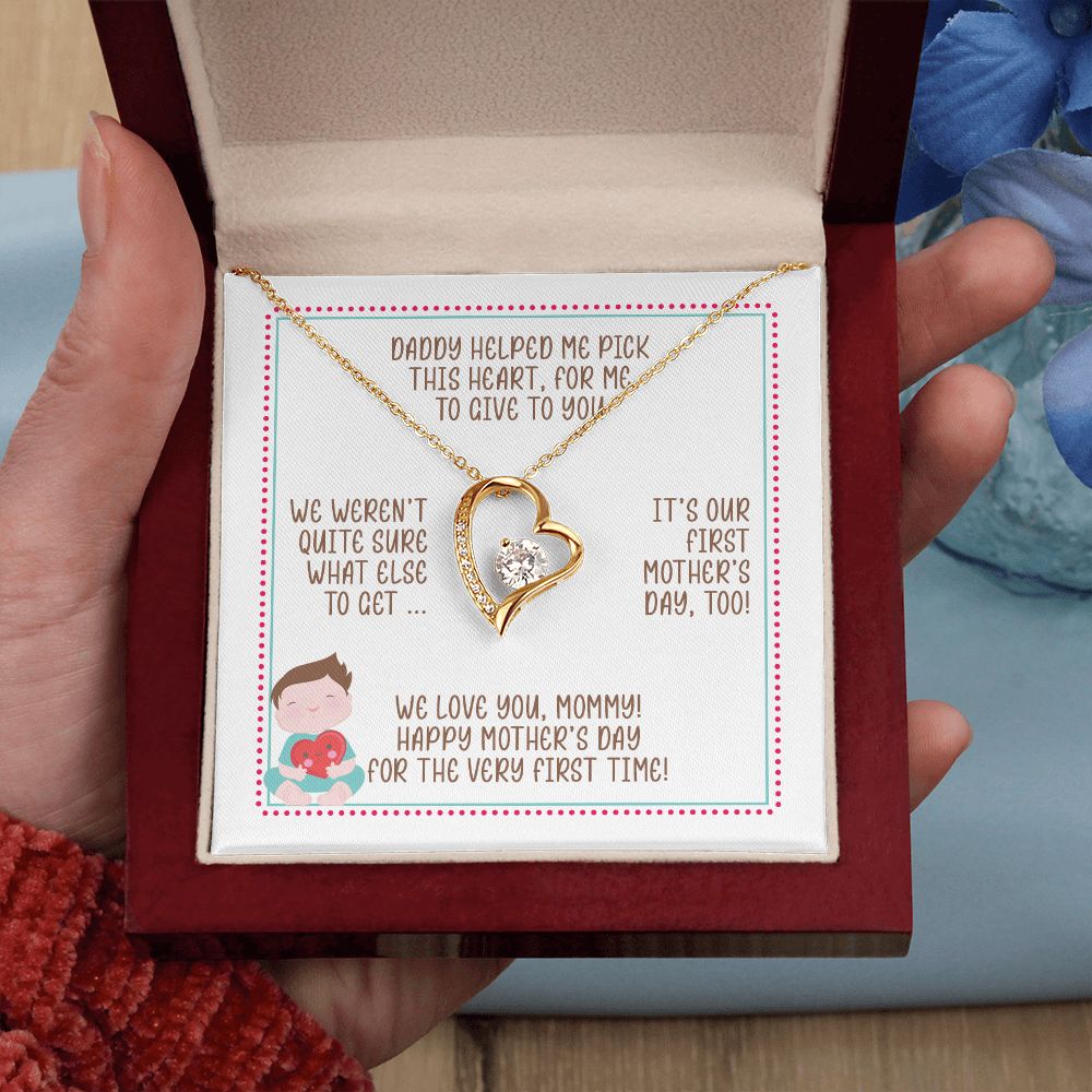 First Mother's Day Gift from Baby, Heart Necklace, Gift for New Mom