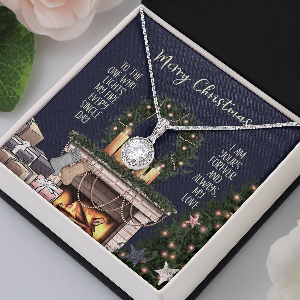 Merry Christmas to the One Who Lights My Fire / Cubic Zirconia Necklace Pendant Gift