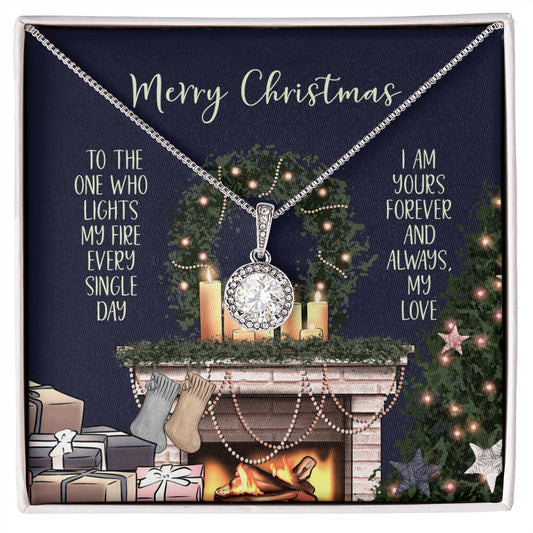 Merry Christmas to the One Who Lights My Fire / Cubic Zirconia Necklace Pendant Gift