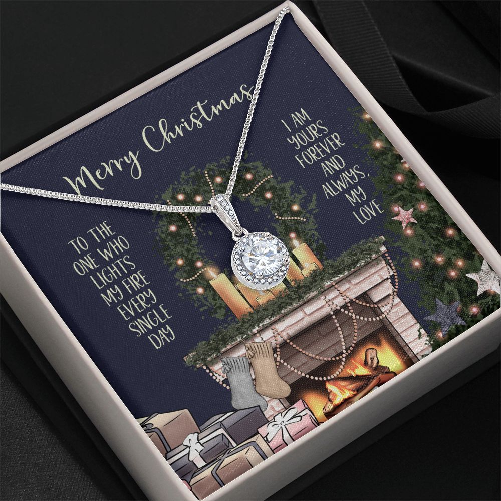 Merry Christmas to the One Who Lights My Fire / Cubic Zirconia Necklace Pendant Gift