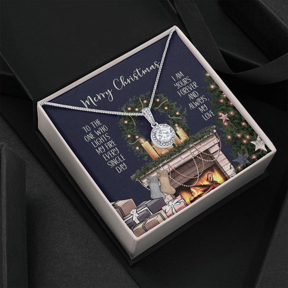 Merry Christmas to the One Who Lights My Fire / Cubic Zirconia Necklace Pendant Gift