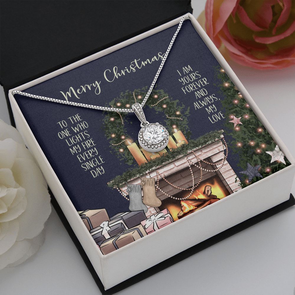 Merry Christmas to the One Who Lights My Fire / Cubic Zirconia Necklace Pendant Gift