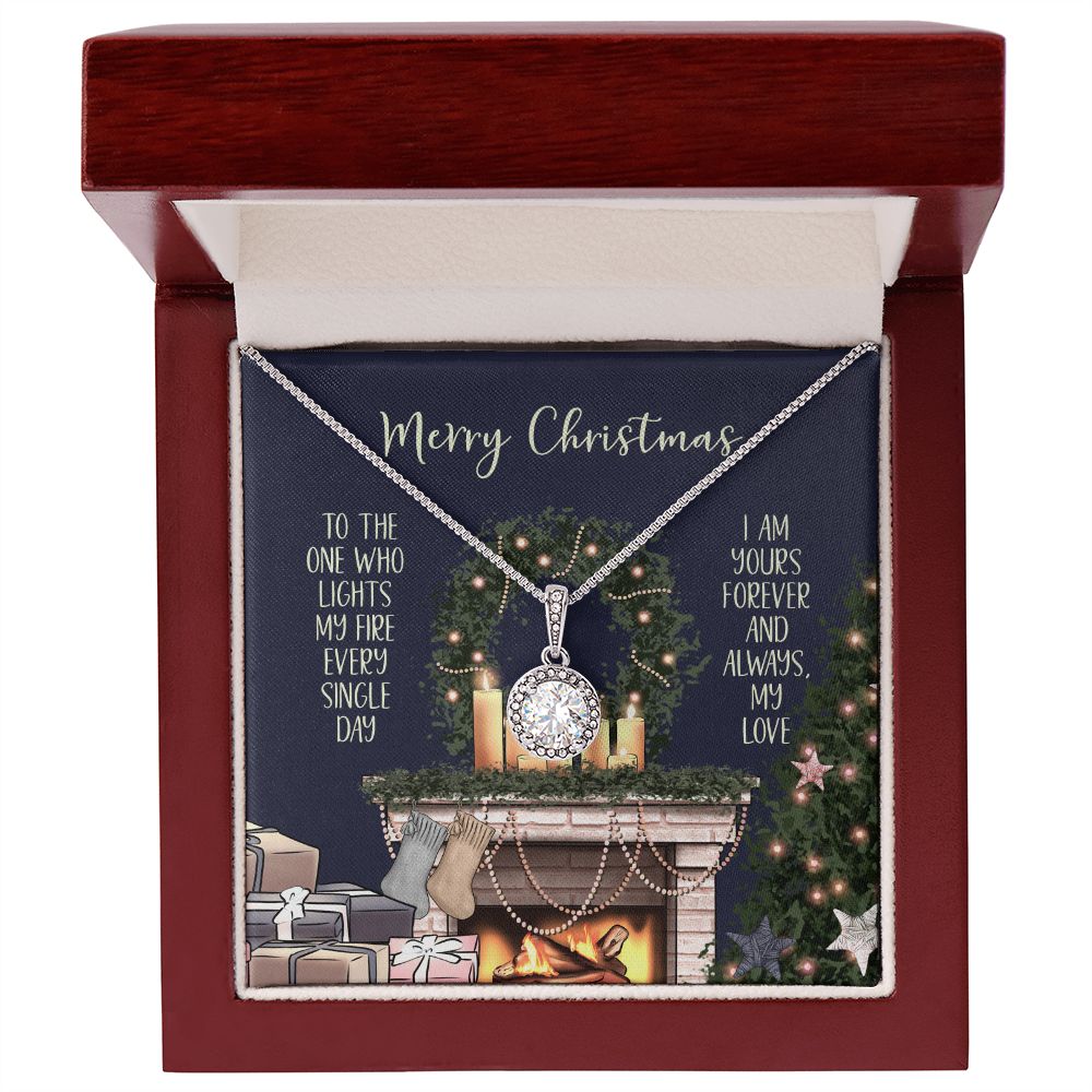Merry Christmas to the One Who Lights My Fire / Cubic Zirconia Necklace Pendant Gift
