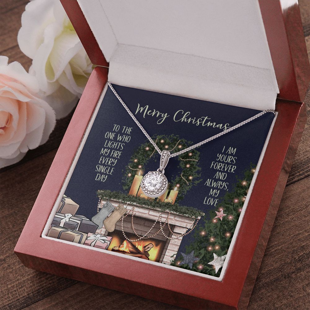 Merry Christmas to the One Who Lights My Fire / Cubic Zirconia Necklace Pendant Gift