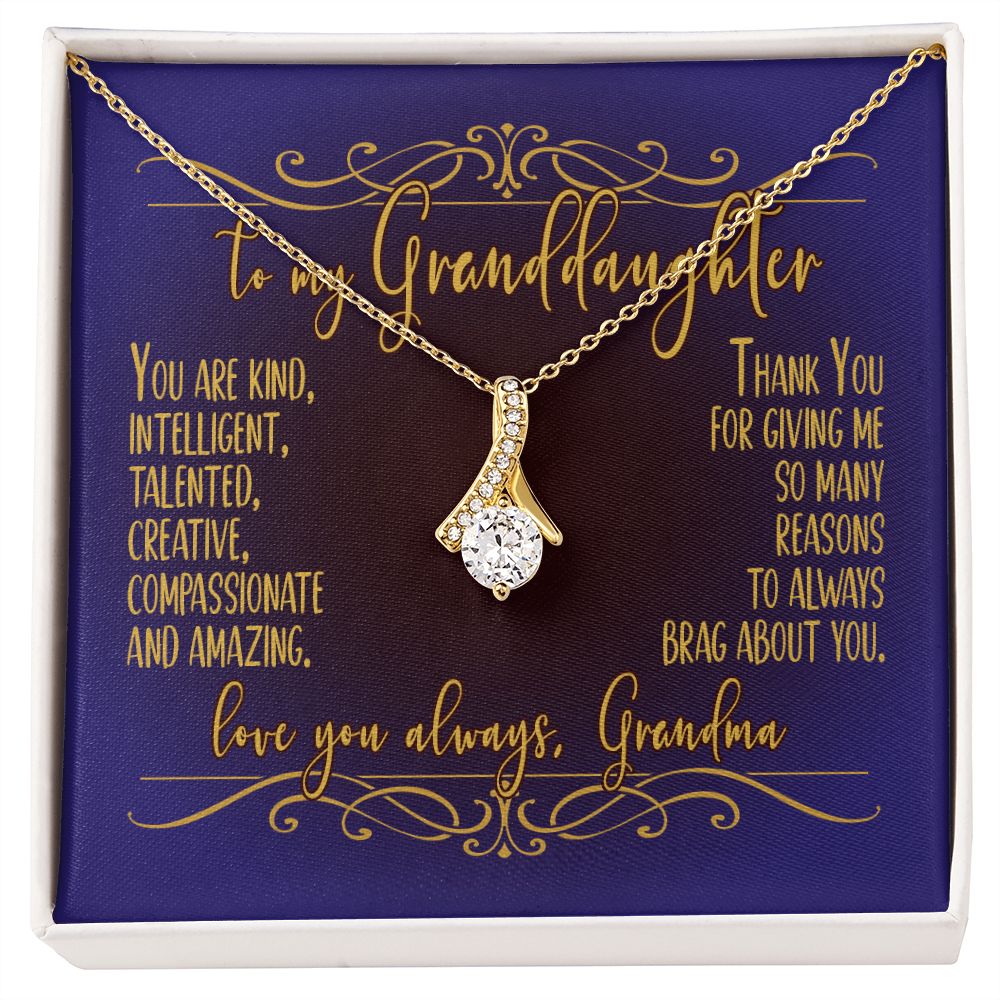 Necklace for Granddaughter - Thank You for giving me reasons to brag about you - love, Grandma