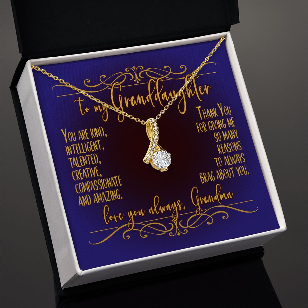 Necklace for Granddaughter - Thank You for giving me reasons to brag about you - love, Grandma