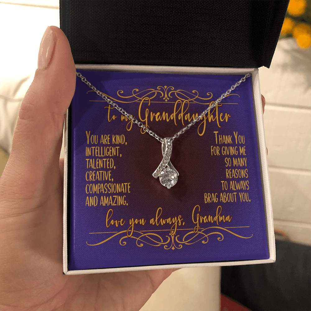 Necklace for Granddaughter - Thank You for giving me reasons to brag about you - love, Grandma