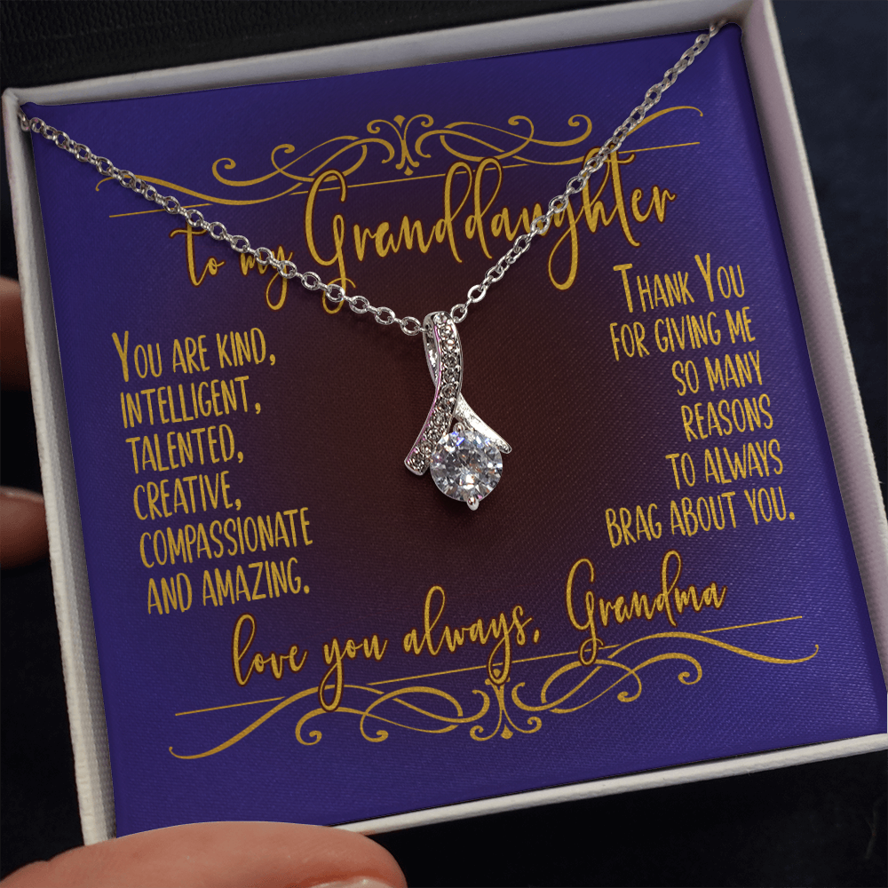 Necklace for Granddaughter - Thank You for giving me reasons to brag about you - love, Grandma