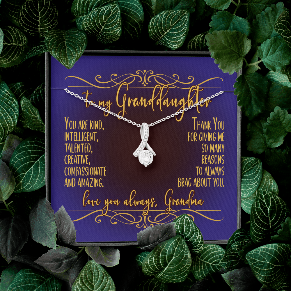 Necklace for Granddaughter - Thank You for giving me reasons to brag about you - love, Grandma