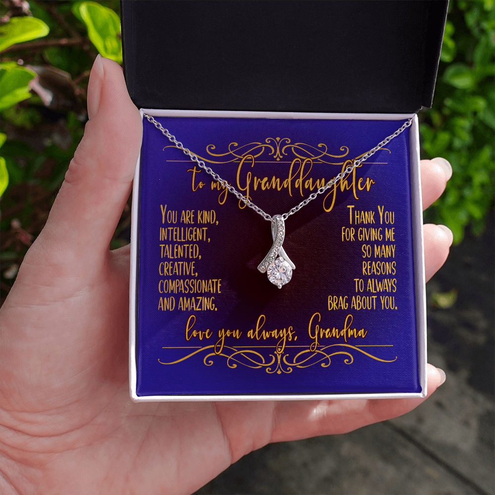 Necklace for Granddaughter - Thank You for giving me reasons to brag about you - love, Grandma