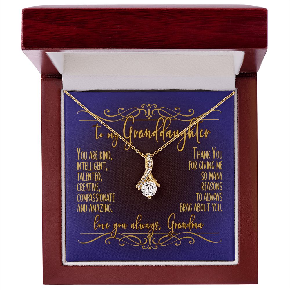 Necklace for Granddaughter - Thank You for giving me reasons to brag about you - love, Grandma