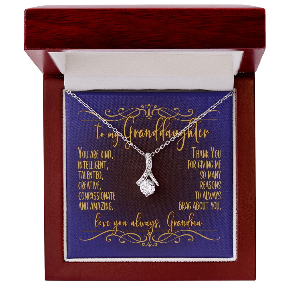 Necklace for Granddaughter - Thank You for giving me reasons to brag about you - love, Grandma