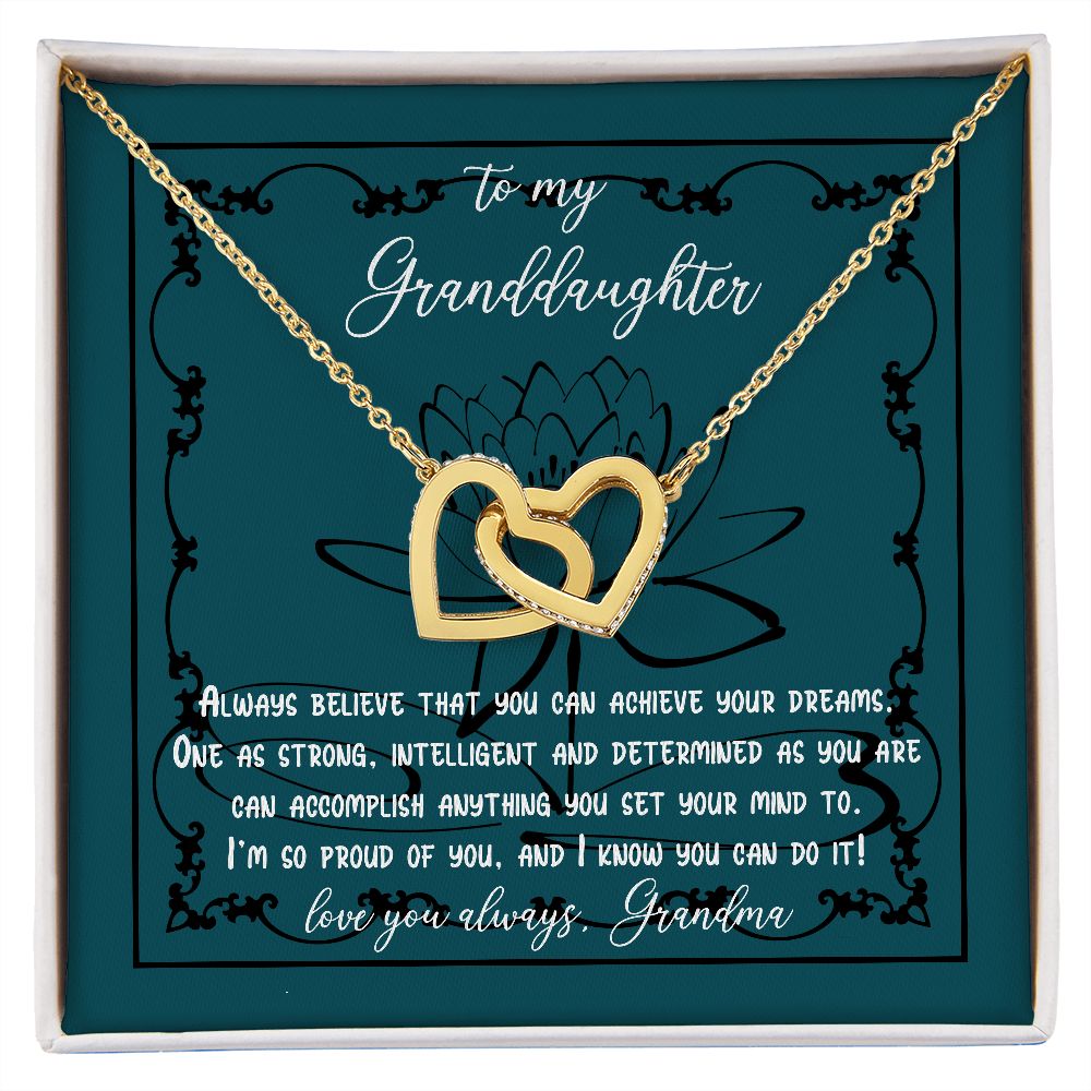 Granddaughter - Achieve Your Dreams - Interlocking Hearts Necklace
