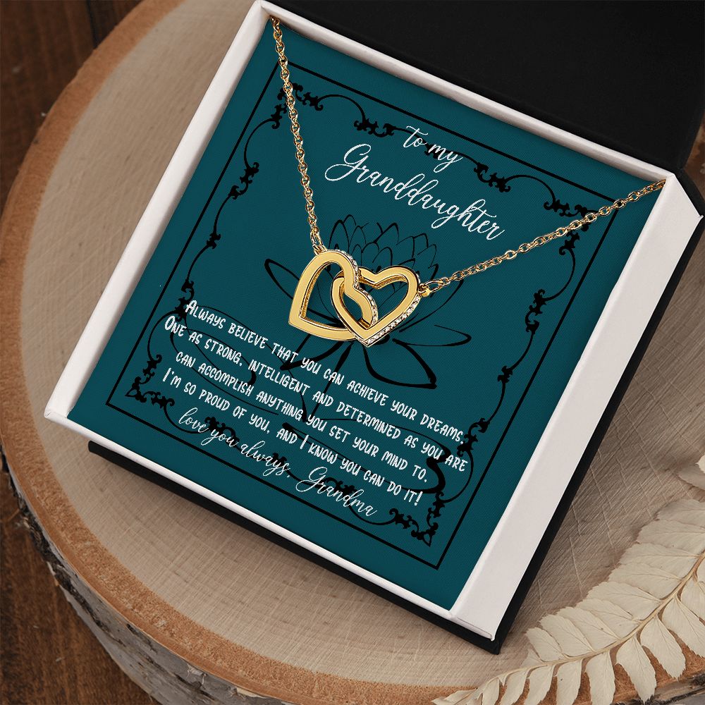 Granddaughter - Achieve Your Dreams - Interlocking Hearts Necklace