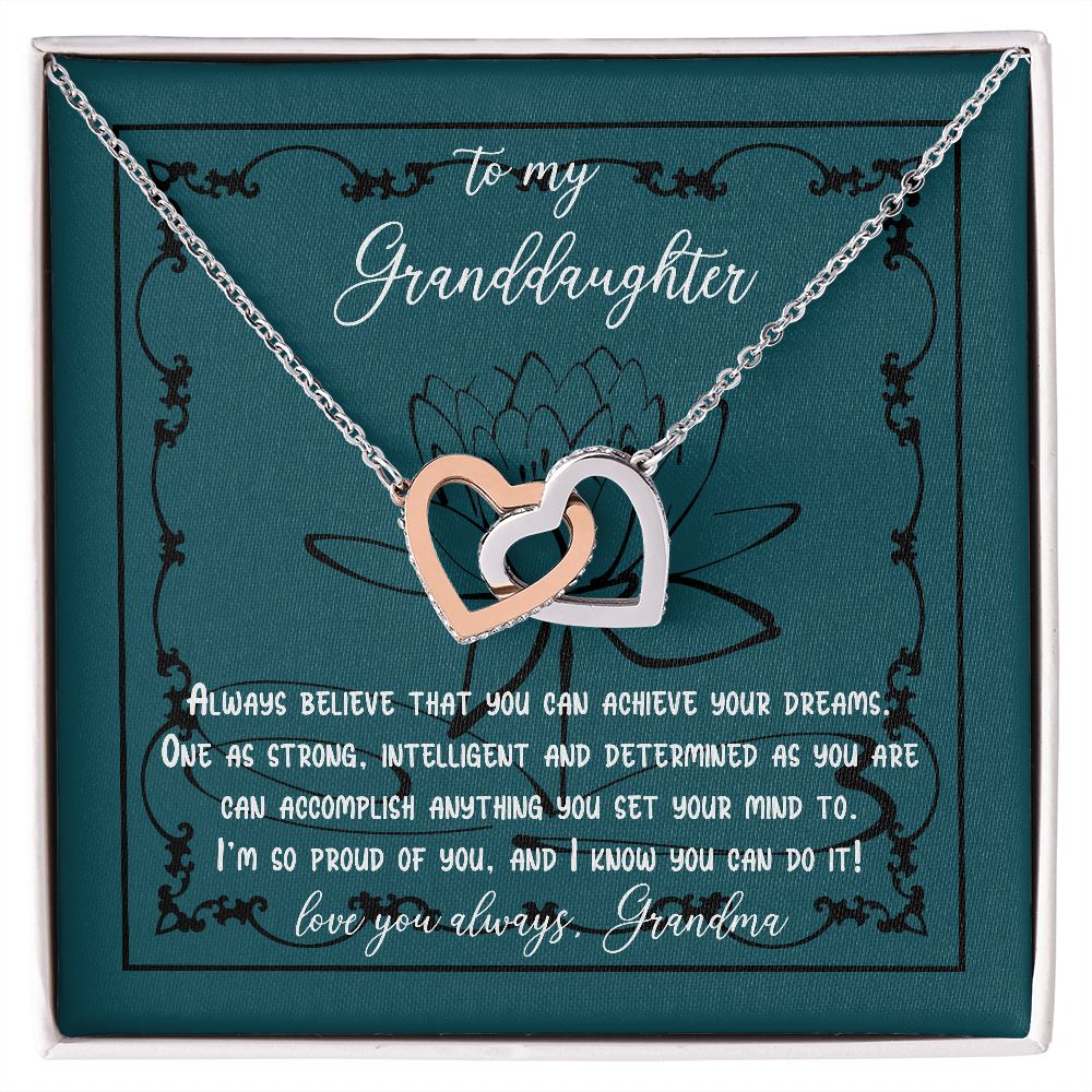 Granddaughter - Achieve Your Dreams - Interlocking Hearts Necklace