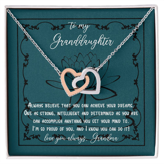 Granddaughter - Achieve Your Dreams - Interlocking Hearts Necklace