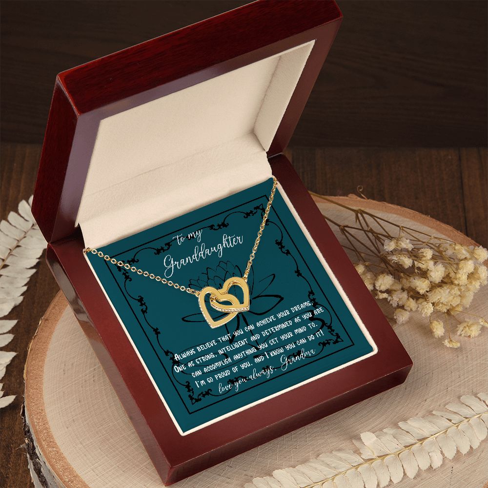 Granddaughter - Achieve Your Dreams - Interlocking Hearts Necklace