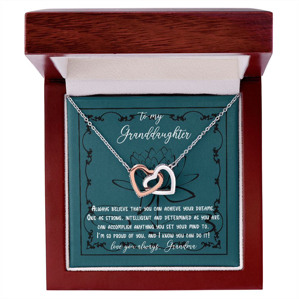Granddaughter - Achieve Your Dreams - Interlocking Hearts Necklace