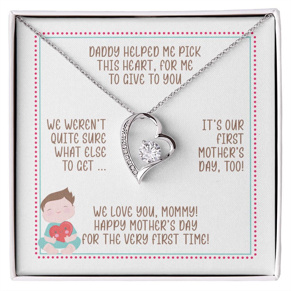 First Mother's Day Gift from Baby, Heart Necklace, Gift for New Mom