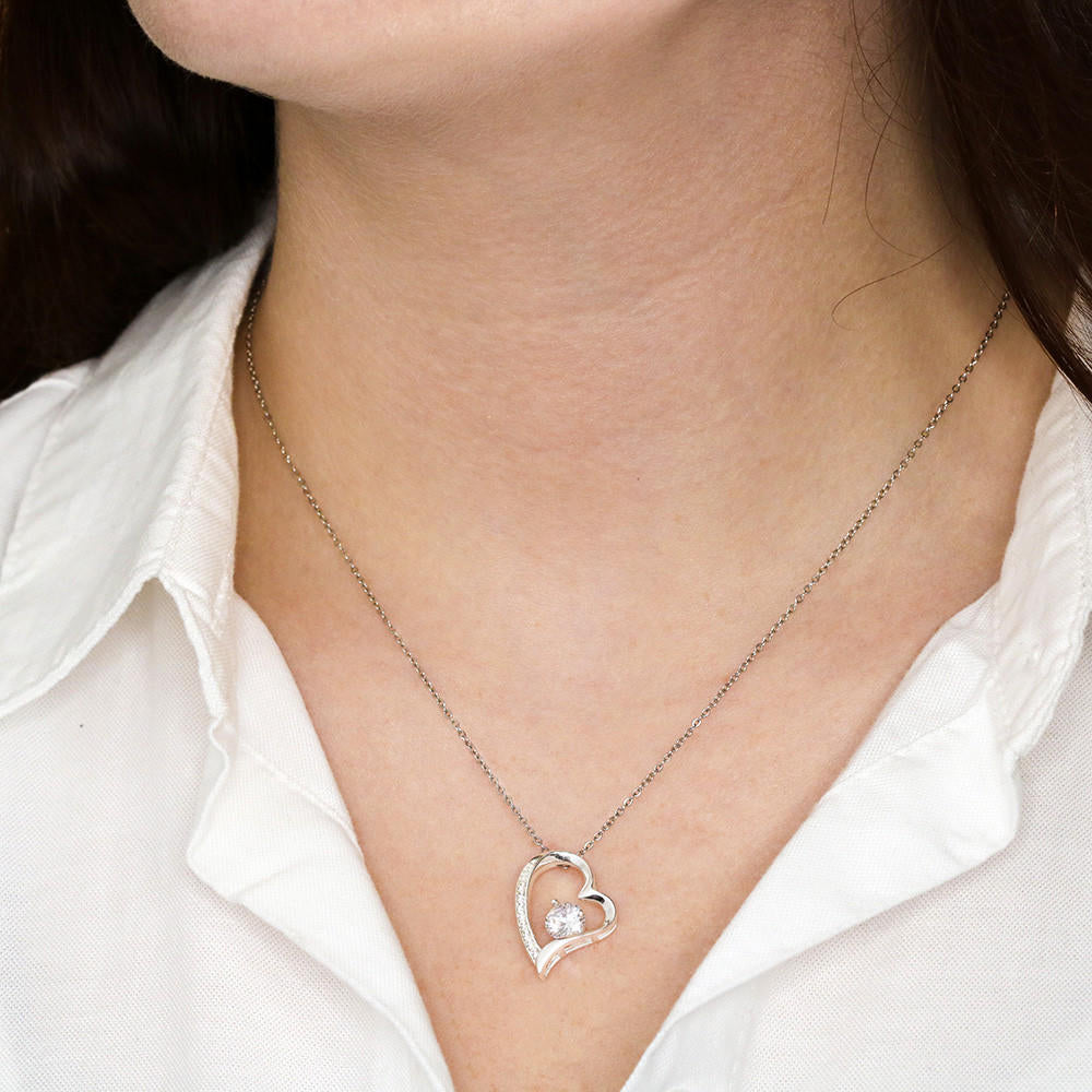 Thank You Mom - Heart Pendant with Cubic Zirconia - perfect for Mother's Day, Birthday, or just because
