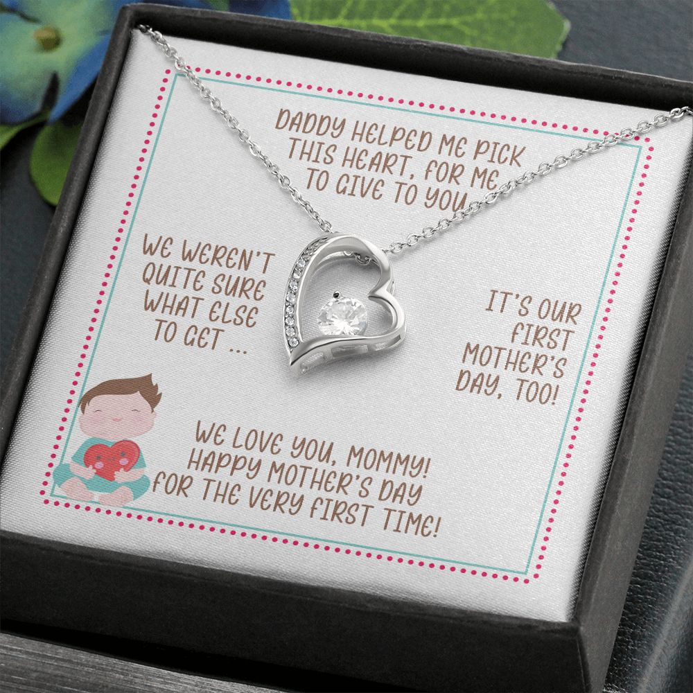 First Mother's Day Gift from Baby, Heart Necklace, Gift for New Mom