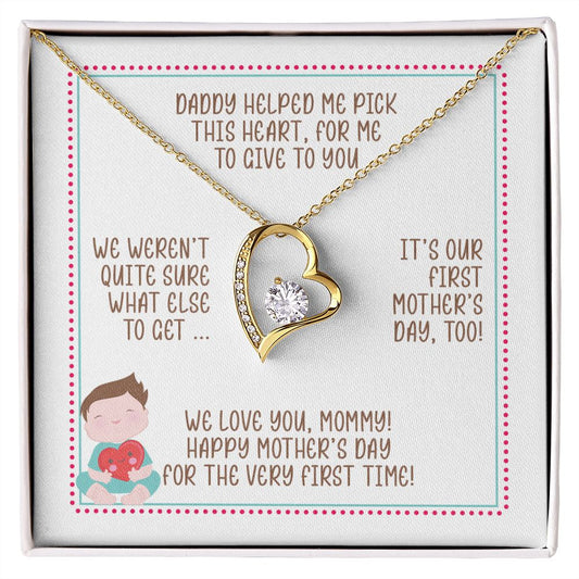 First Mother's Day Gift from Baby, Heart Necklace, Gift for New Mom