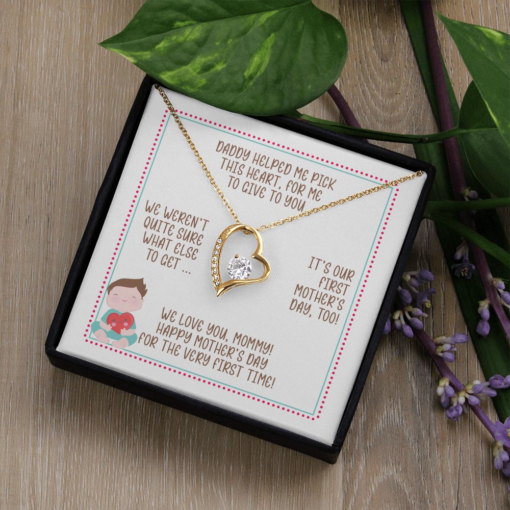 First Mother's Day Gift from Baby, Heart Necklace, Gift for New Mom