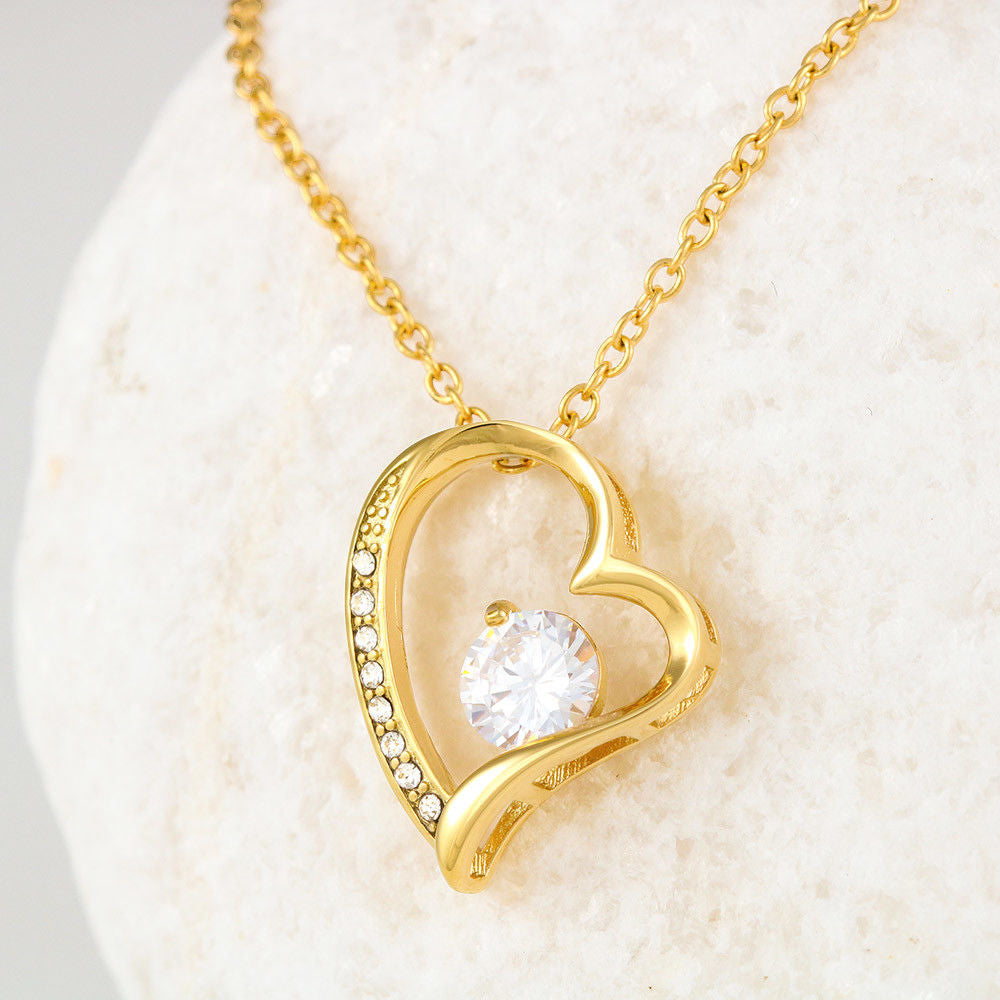 Thank You Mom - Heart Pendant with Cubic Zirconia - perfect for Mother's Day, Birthday, or just because